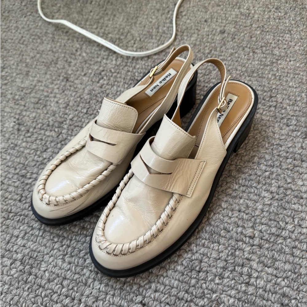 Reike Nein Cream Leather Slingback Loafers
